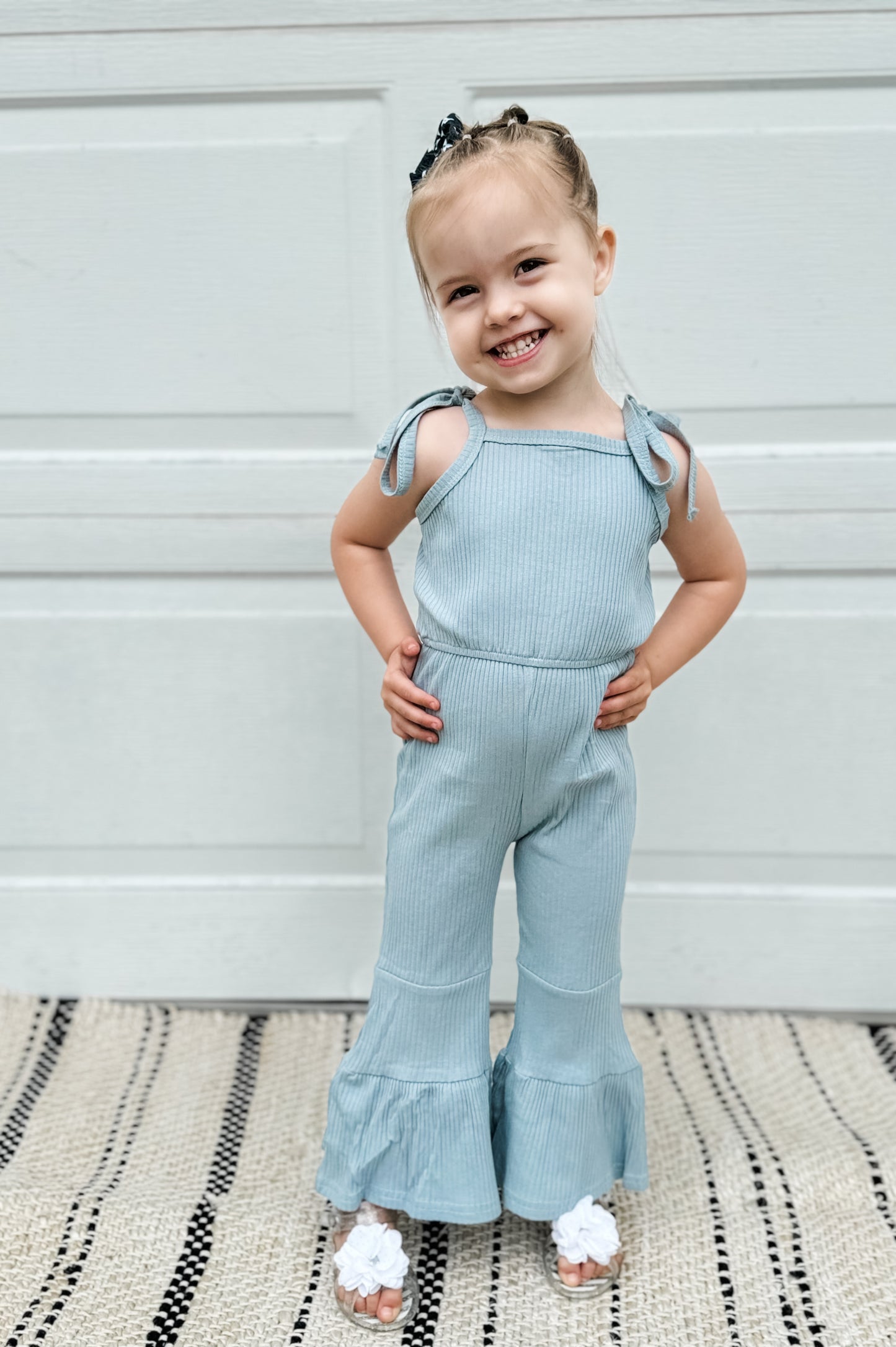 Blue Ribbed Jumpsuit