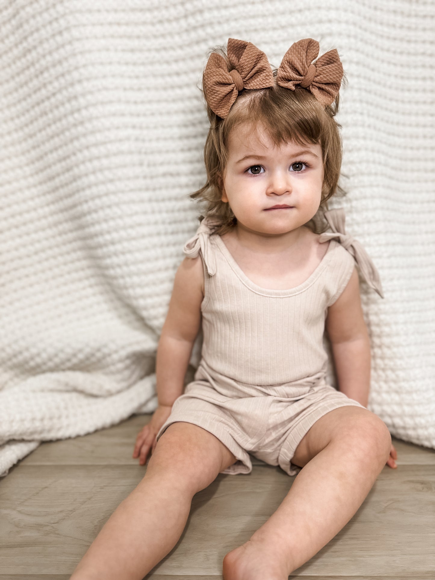 Ribbed Bow Tie Romper