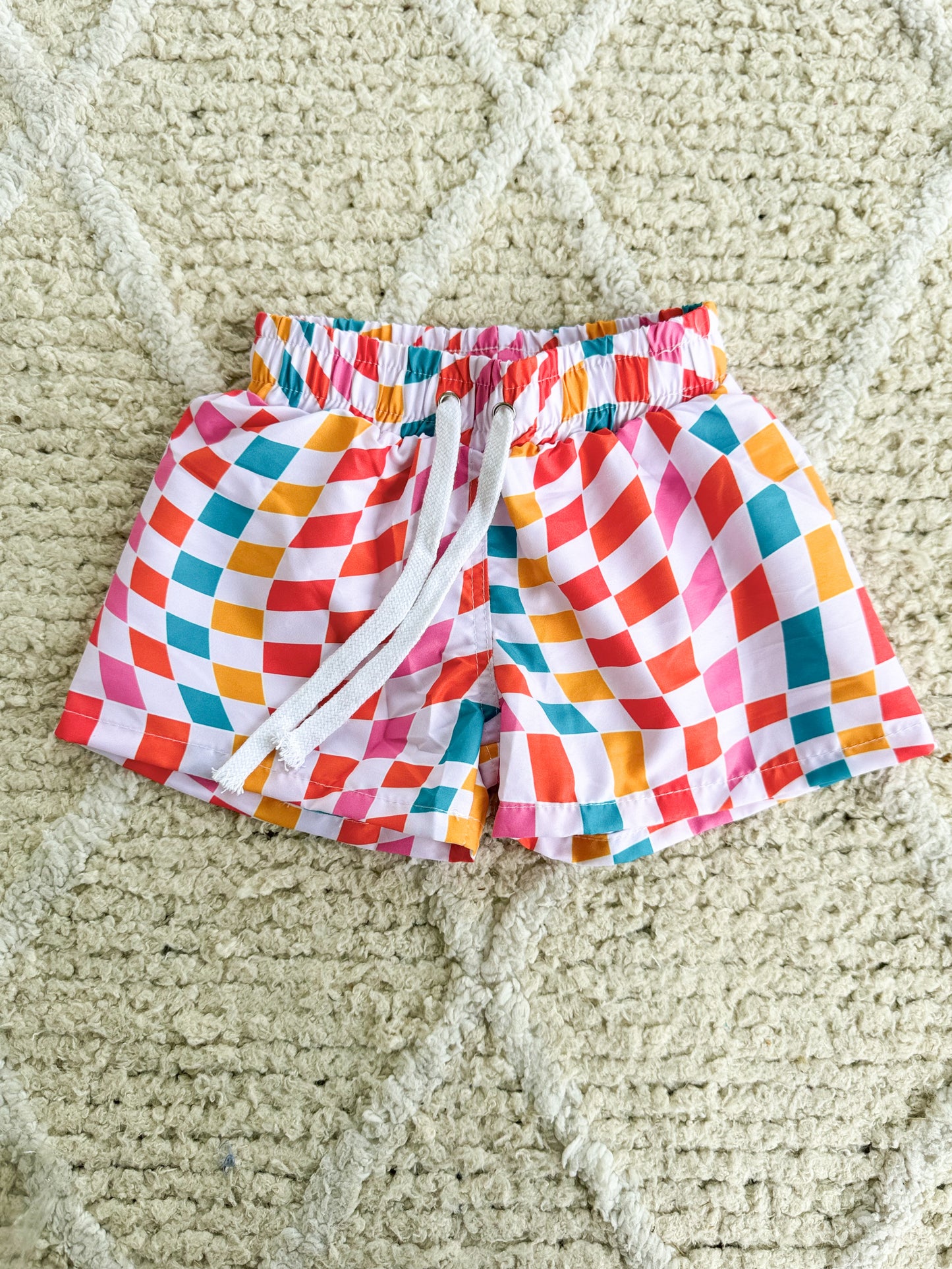 Swim Trunks- Trippy Checkered