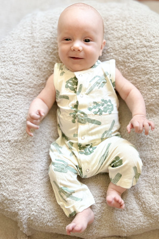 Easy Romper- Green Cactus