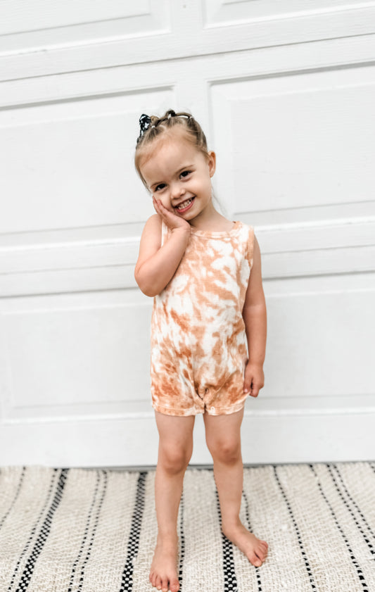 Waffle Shortie Romper- Tie Dye