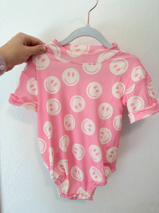 Waffle Smiley Bubble Romper- 2 Colors