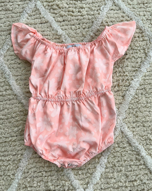 Peach Floral Bubble Romper