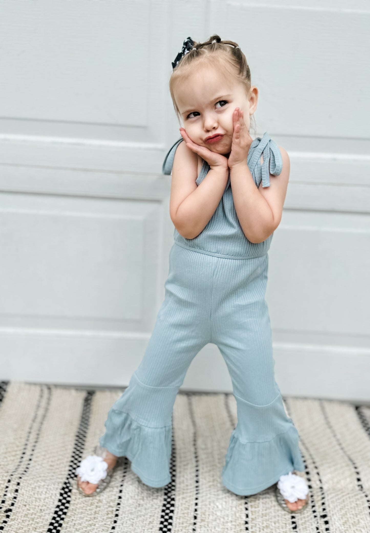 Blue Ribbed Jumpsuit